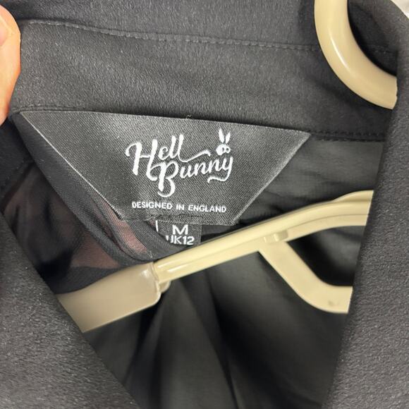 Hell Bunny Secret Gate Tunic Sheer button shirt sharkbite asymmetrical hem black - Picture 9 of 11